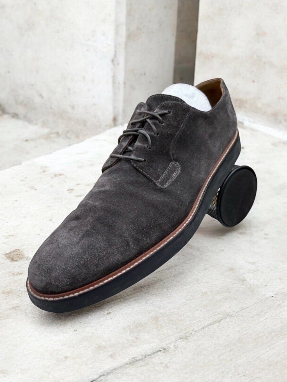 Vince Grey Suede Leather Lace Up Dress Shoes Men’s Size 11 - Picture 5 of 11